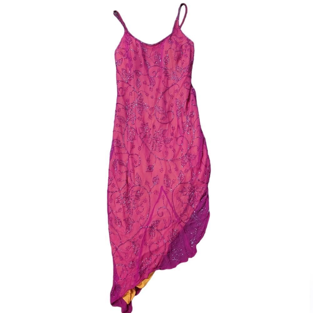 Sean Collection Silk Beaded Gown Pink Size XL